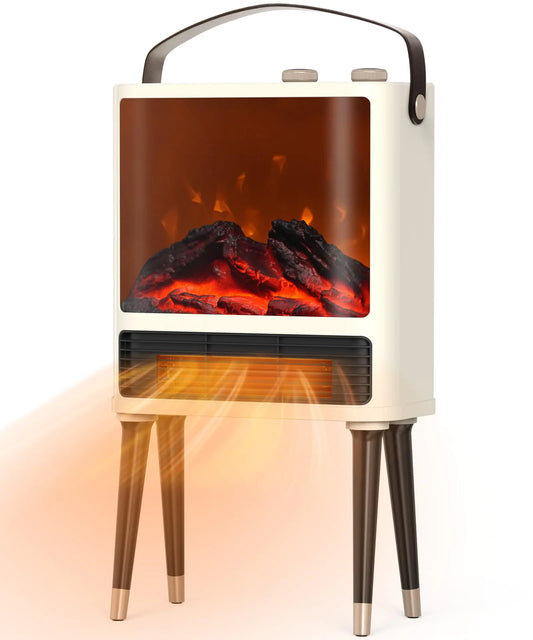 Fireplace Heater Fireplace Space Heater for Indoor Use Space Heater with Realistic 3D LED Flame 2 Modes Overheating & Tip-Over Protection 1500W Fireplace Electric Heater for Bedroom White